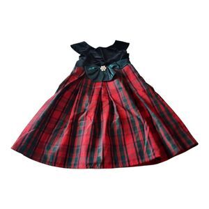 Charter Club Red and Green Pleated A-Line Dress